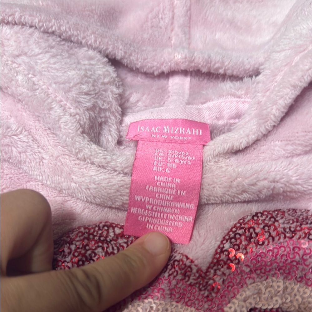Isaac Mizrahi Pink Sequin Heart Hoodie - Picture 2 of 3